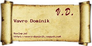 Vavro Dominik névjegykártya